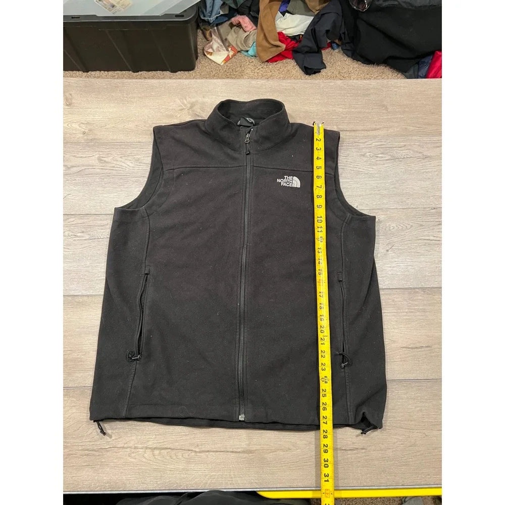 The North Face Mens Full Zip Fleece Vest Black Sleeveless Jacket Outdoor XL